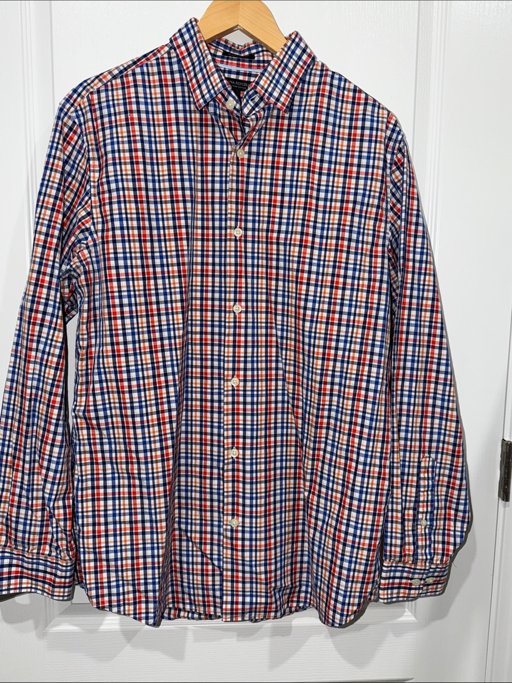 Banana Republic Grant fit  Red, Blue & White Plaid Button-Down Shirt large